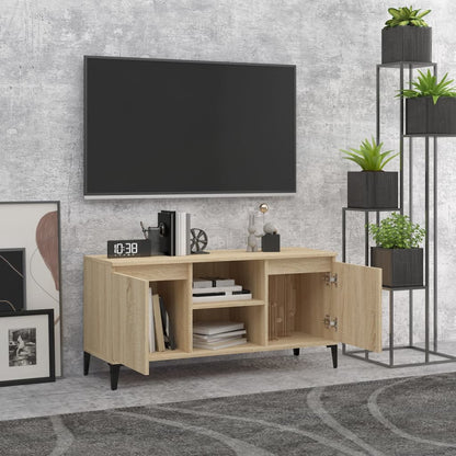 Tv-meubel met metalen poten 103,5x35x50 cm sonoma eikenkleurig Sonoma eiken