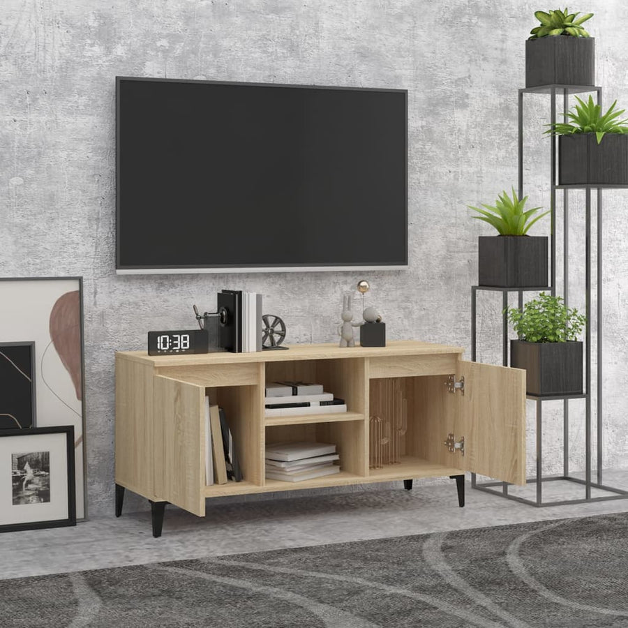 Tv-meubel met metalen poten 103,5x35x50 cm sonoma eikenkleurig Sonoma eiken