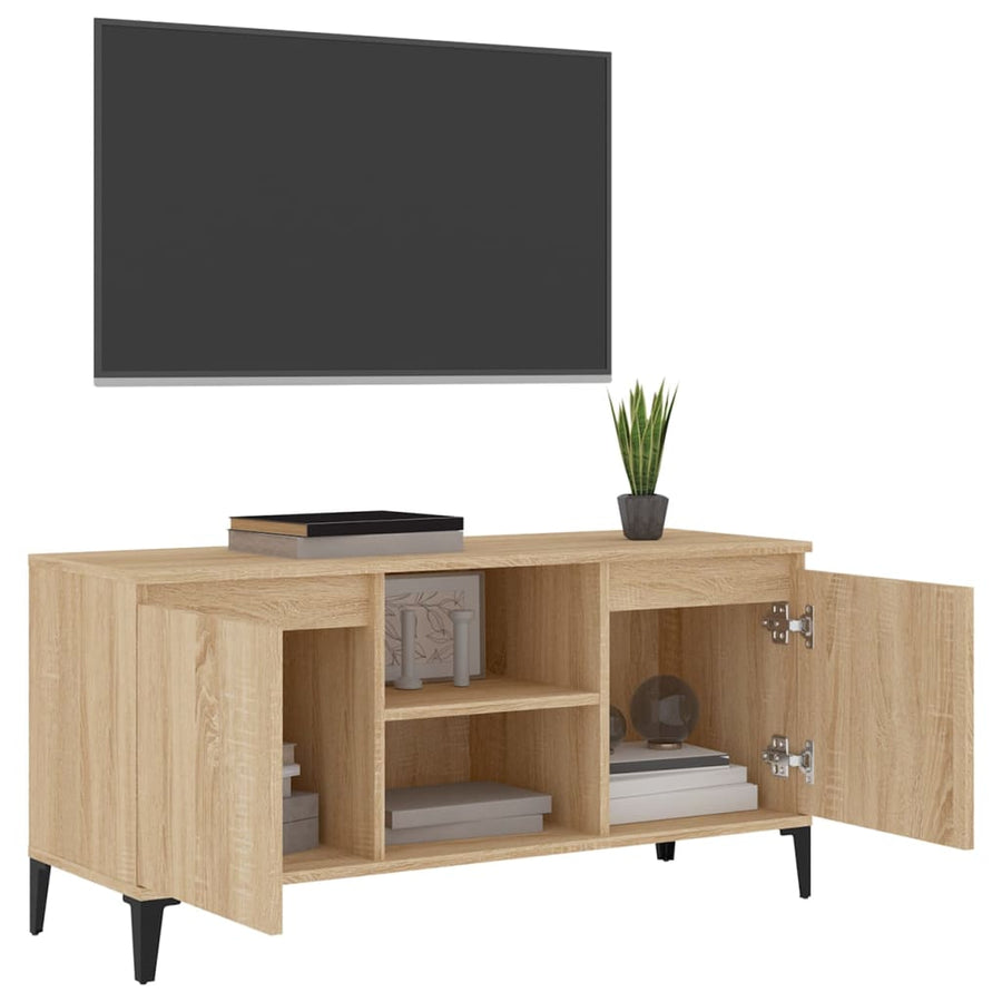 Tv-meubel met metalen poten 103,5x35x50 cm sonoma eikenkleurig Sonoma eiken