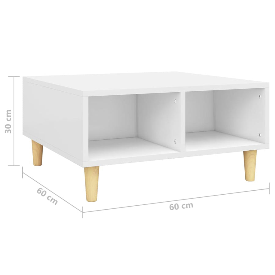 Salontafel 60X60X30 Cm Bewerkt Hout Wit 1