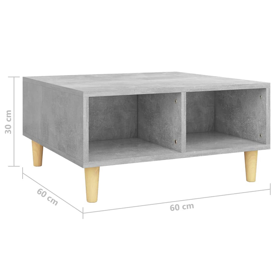 Salontafel 60x60x30 cm spaanplaat betongrijs Betongrijs