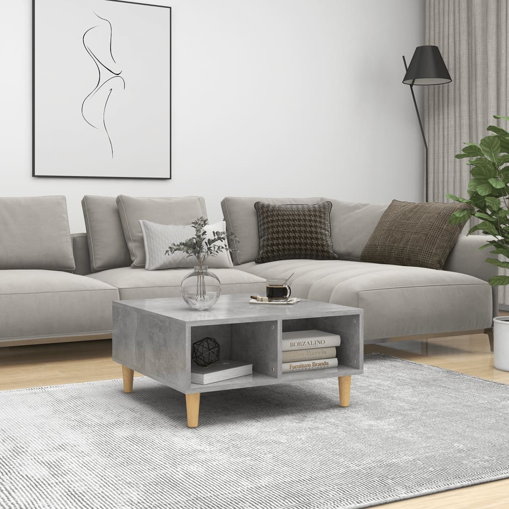 Salontafel 60x60x30 cm spaanplaat betongrijs Betongrijs