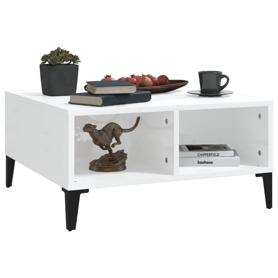 Salontafel 60X60X30 Cm Spaanplaat Hoogglans wit
