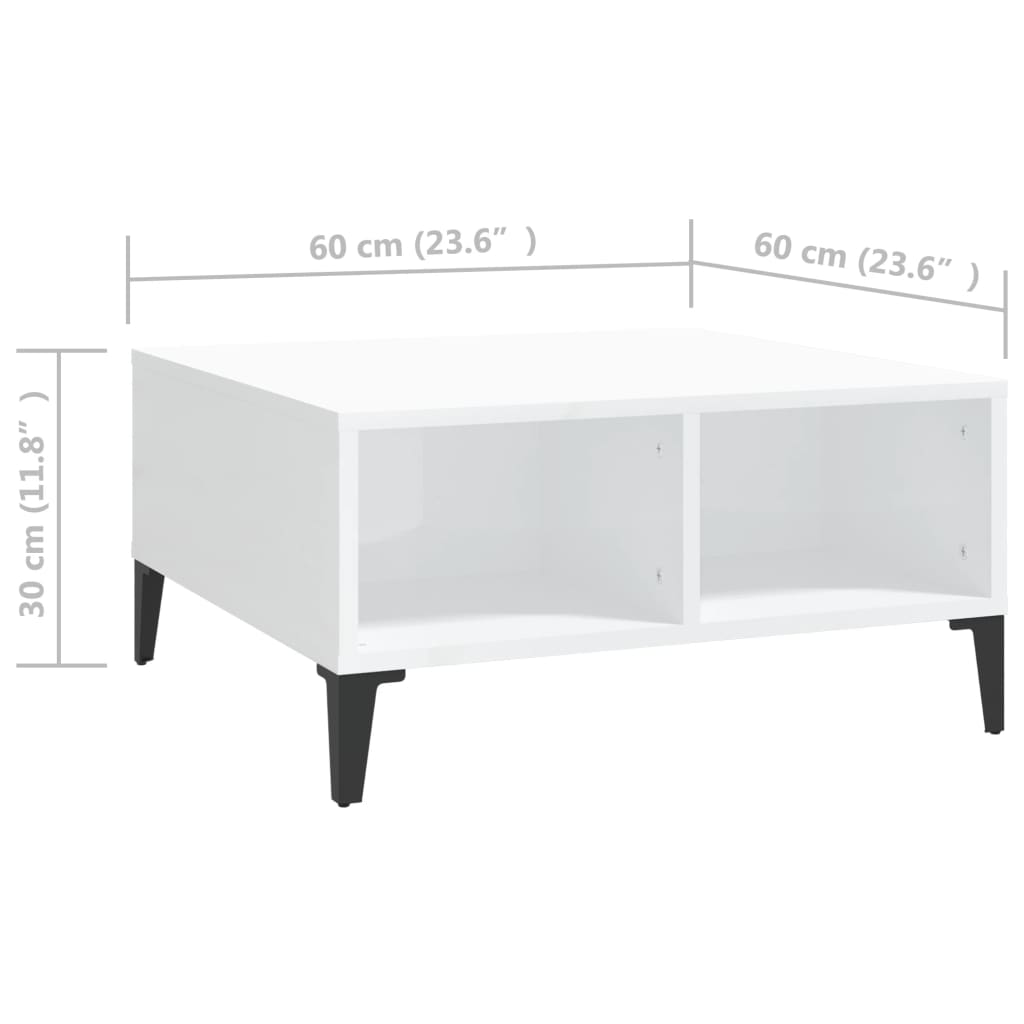 Salontafel 60X60X30 Cm Spaanplaat Hoogglans wit