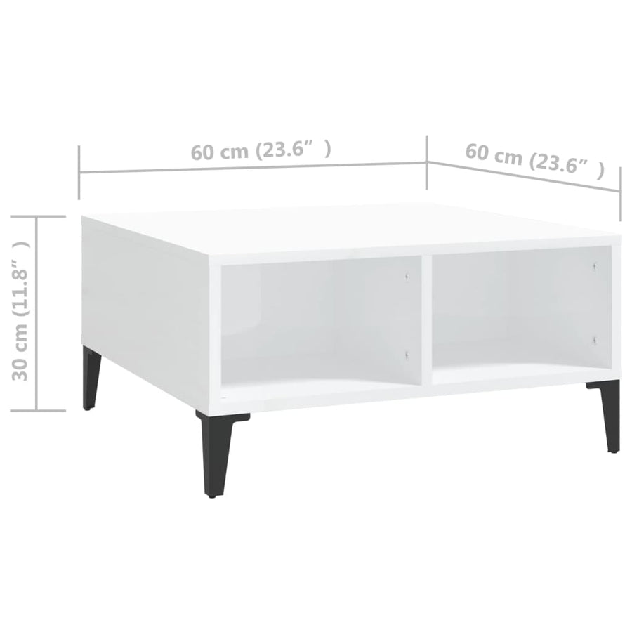 Salontafel 60X60X30 Cm Spaanplaat Hoogglans wit