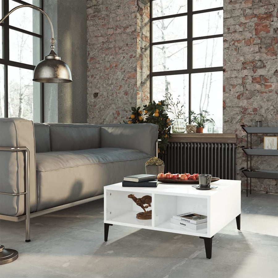 Salontafel 60X60X30 Cm Spaanplaat Hoogglans wit
