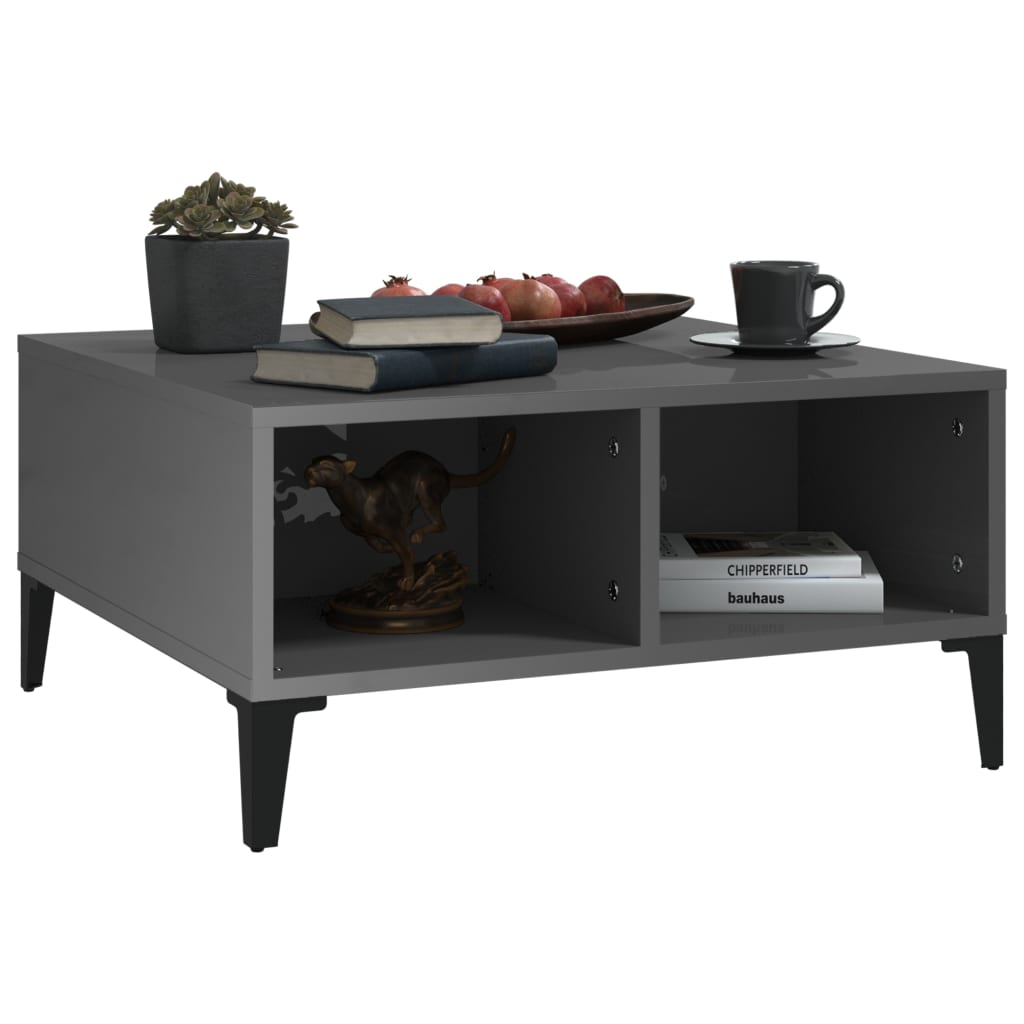 Salontafel 60X60X30 Cm Spaanplaat Hoogglans grijs