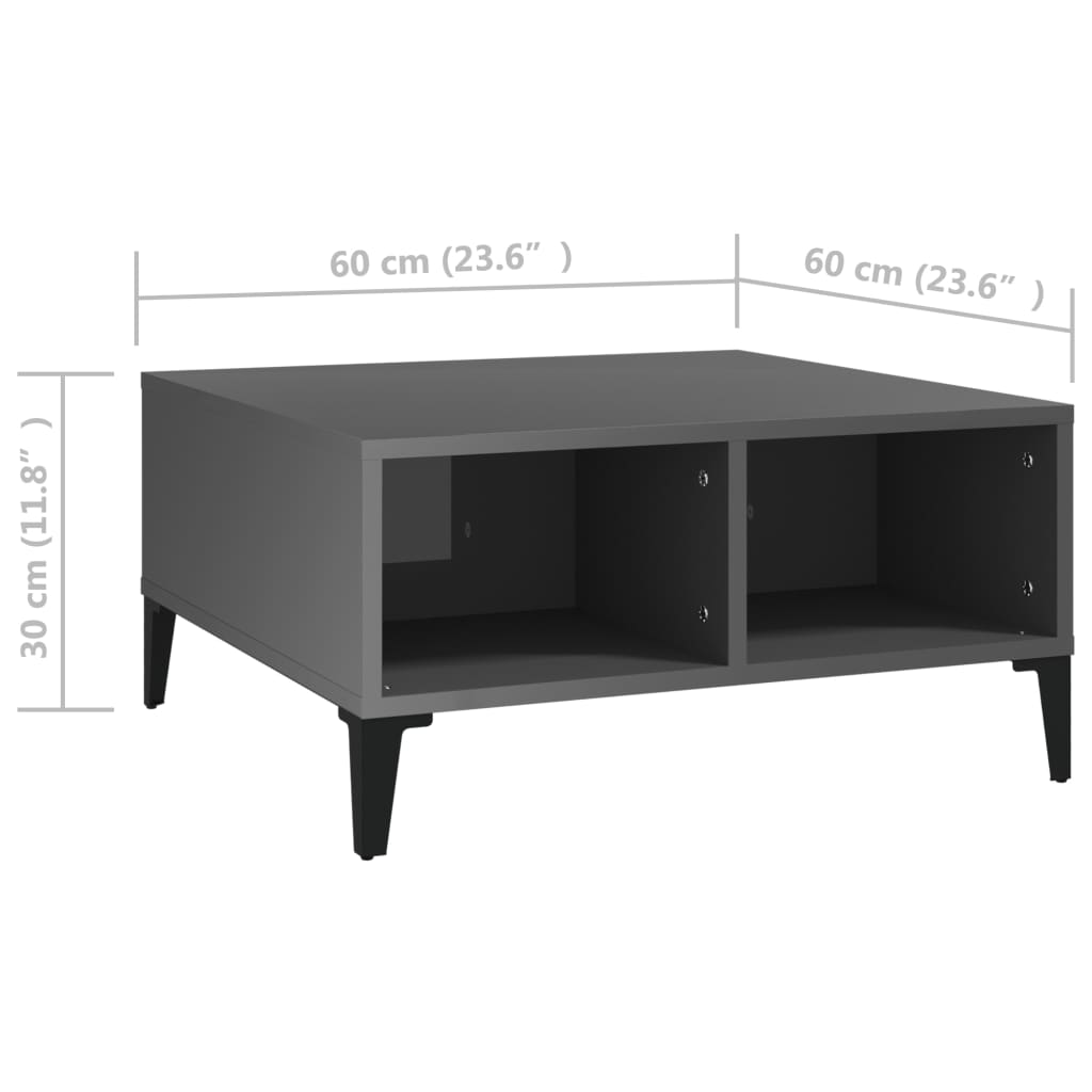 Salontafel 60X60X30 Cm Spaanplaat Hoogglans grijs