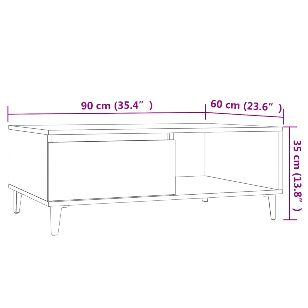Salontafel 90x60x35 cm spaanplaat sonoma eikenkleurig Sonoma eiken