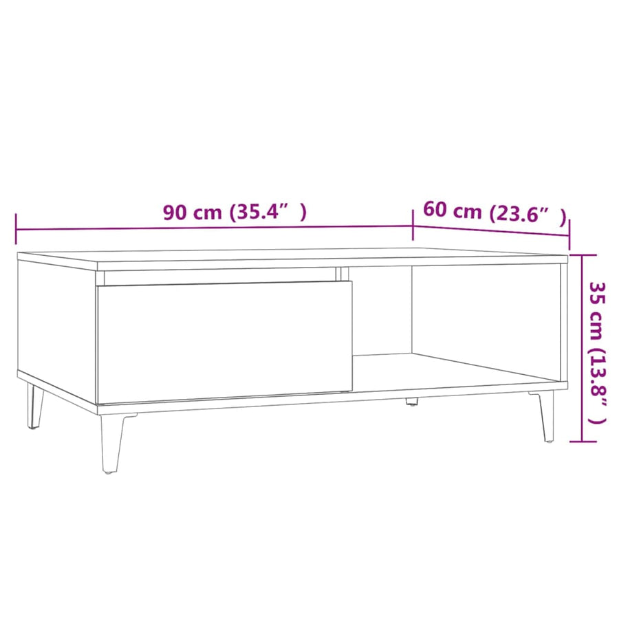 Salontafel 90x60x35 cm spaanplaat sonoma eikenkleurig Sonoma eiken