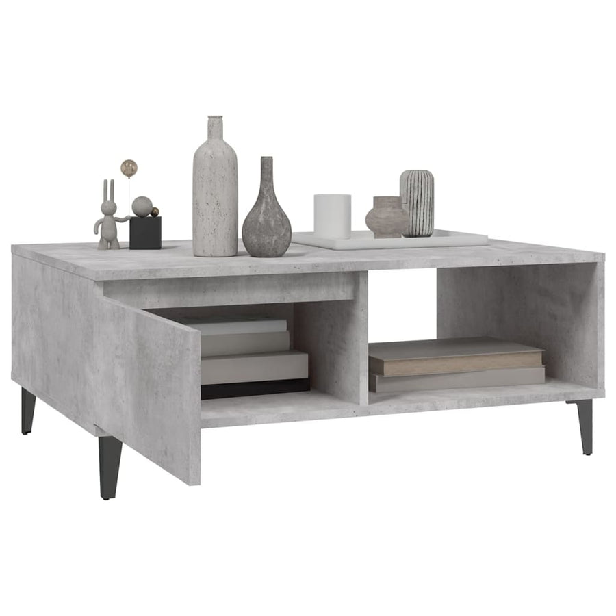Salontafel 90X60X35 Cm Bewerkt Hout Betongrijs