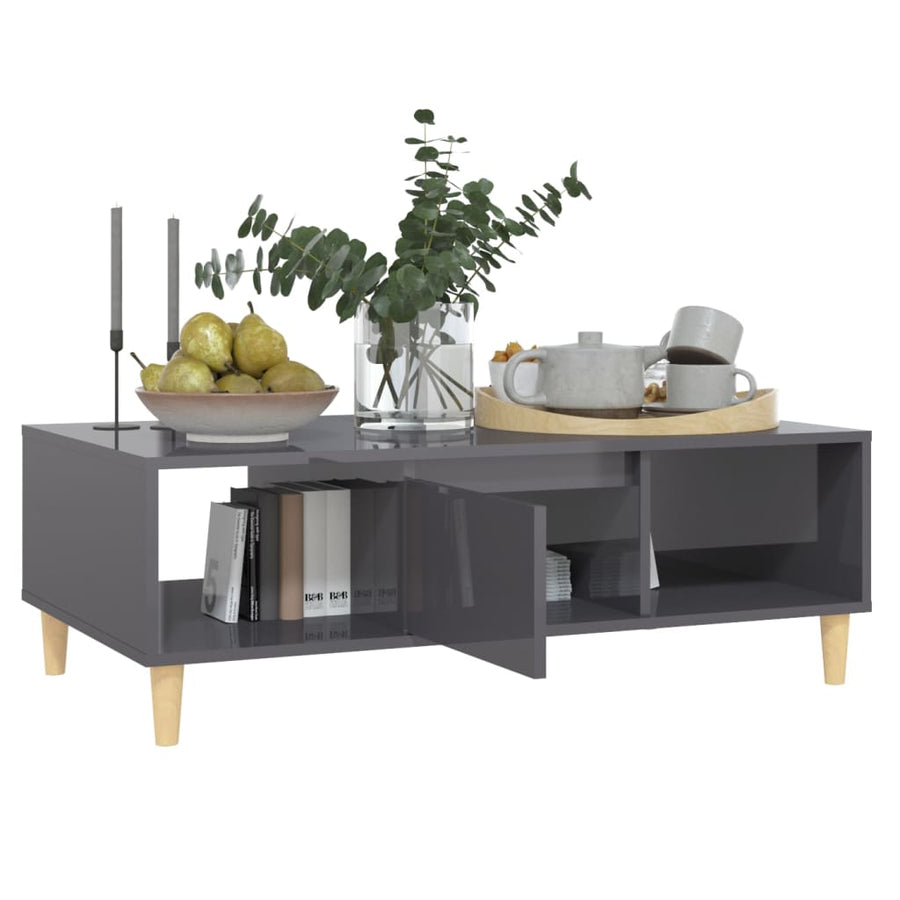 Salontafel 03,5X60X35 Cm Spaanplaat Hoogglans grijs