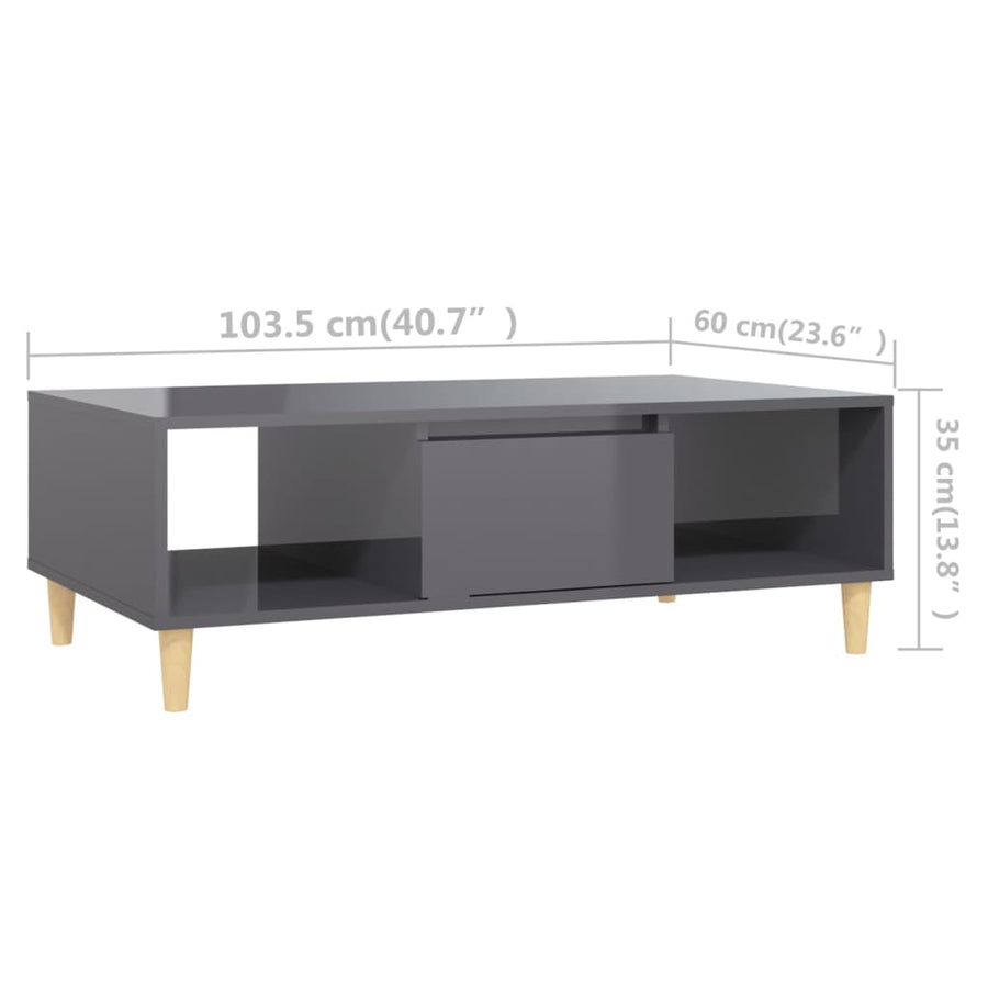Salontafel 03,5X60X35 Cm Spaanplaat Hoogglans grijs