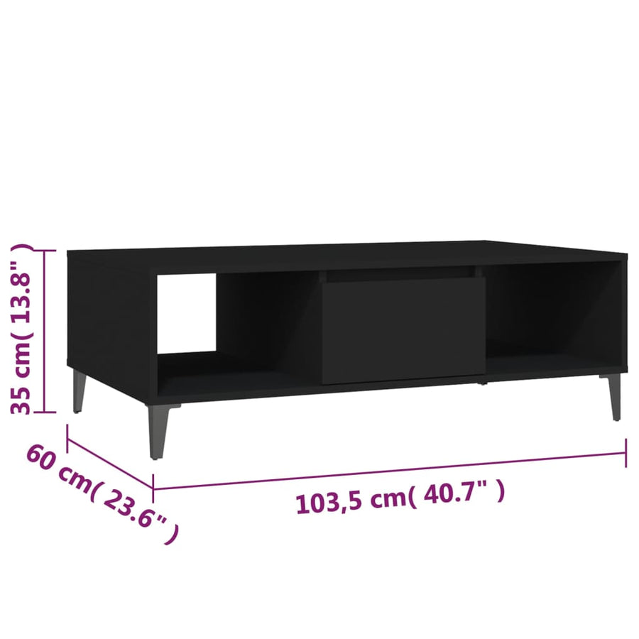 Salontafel 03,5X60X35 Cm Spaanplaat Zwart