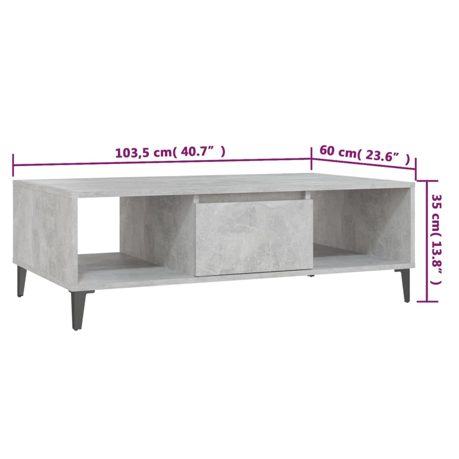 Salontafel 03,5X60X35 Cm Spaanplaat Betongrijs