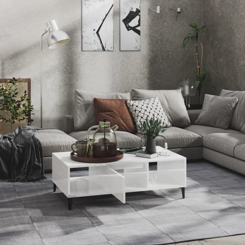 Salontafel 03,5X60X35 Cm Spaanplaat Hoogglans wit