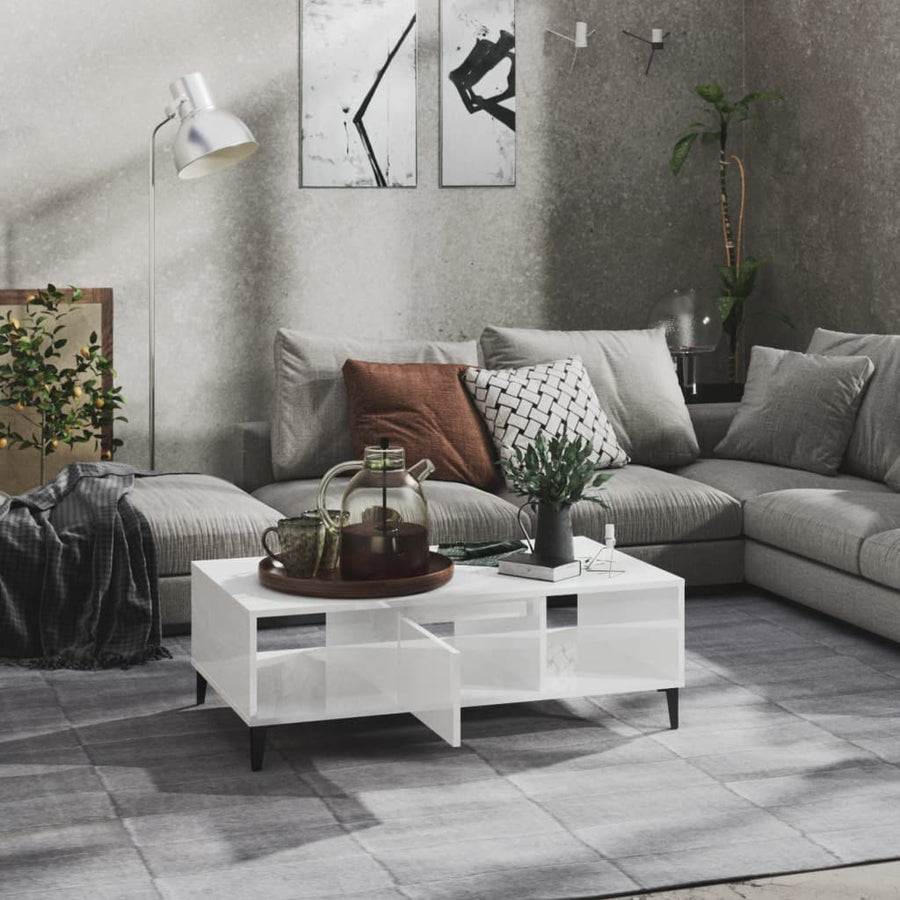 Salontafel 03,5X60X35 Cm Spaanplaat Hoogglans wit