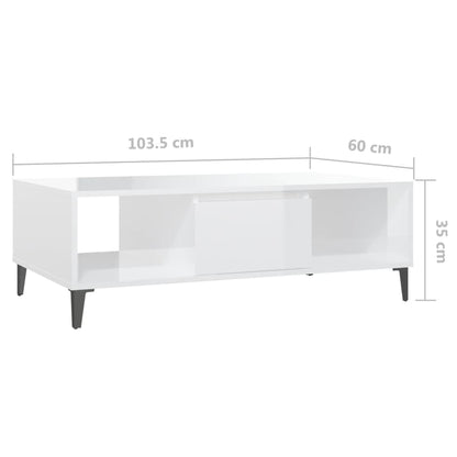Salontafel 03,5X60X35 Cm Spaanplaat Hoogglans wit