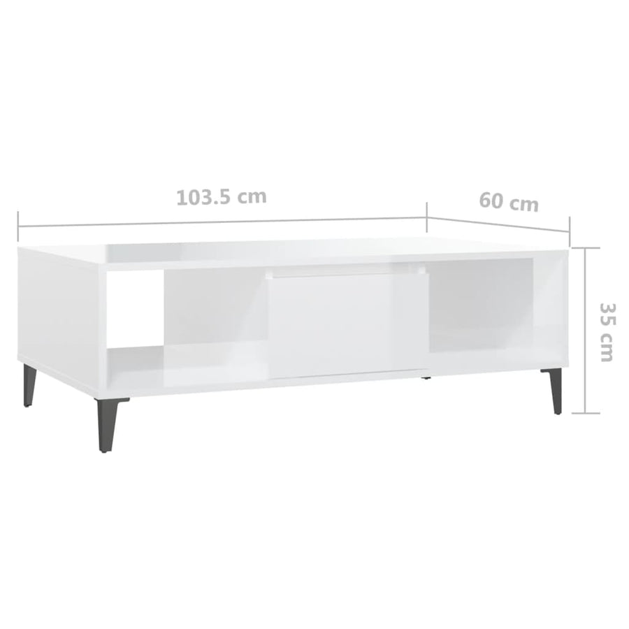 Salontafel 03,5X60X35 Cm Spaanplaat Hoogglans wit