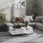 Coffee table 103.5x60x35 cm engineered wood high gloss white