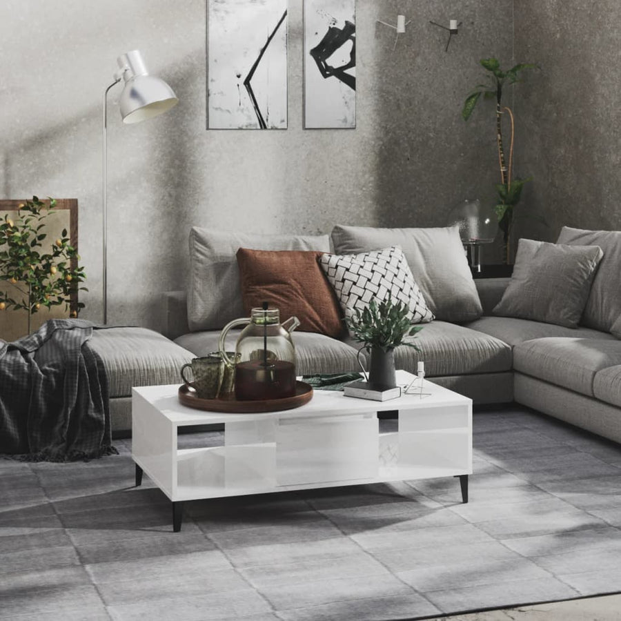 Salontafel 03,5X60X35 Cm Spaanplaat Hoogglans wit