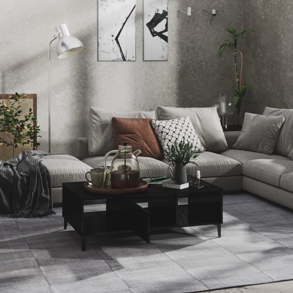 Salontafel 03,5X60X35 Cm Spaanplaat Hoogglans zwart