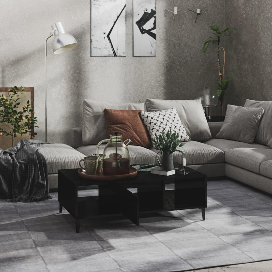 Salontafel 03,5X60X35 Cm Spaanplaat Hoogglans zwart