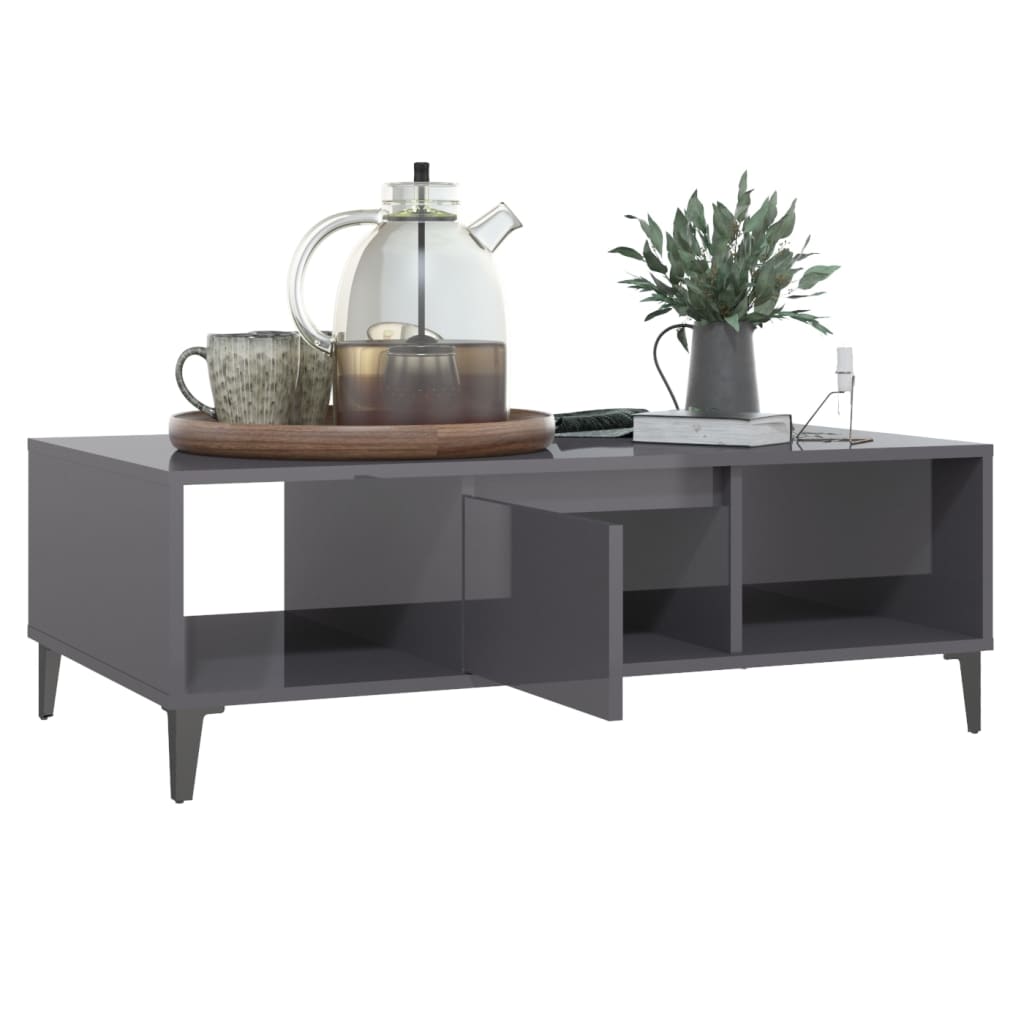 Salontafel 03,5X60X35 Cm Spaanplaat Hoogglans grijs