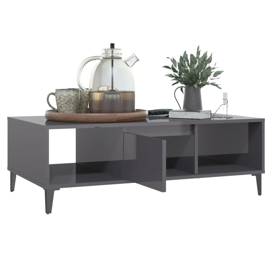 Salontafel 03,5X60X35 Cm Spaanplaat Hoogglans grijs