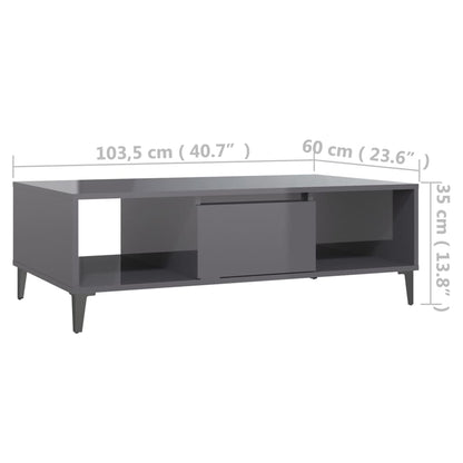 Salontafel 03,5X60X35 Cm Spaanplaat Hoogglans grijs