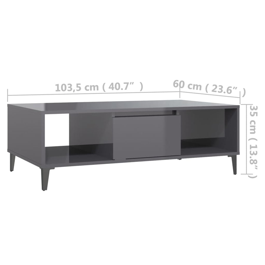 Salontafel 03,5X60X35 Cm Spaanplaat Hoogglans grijs