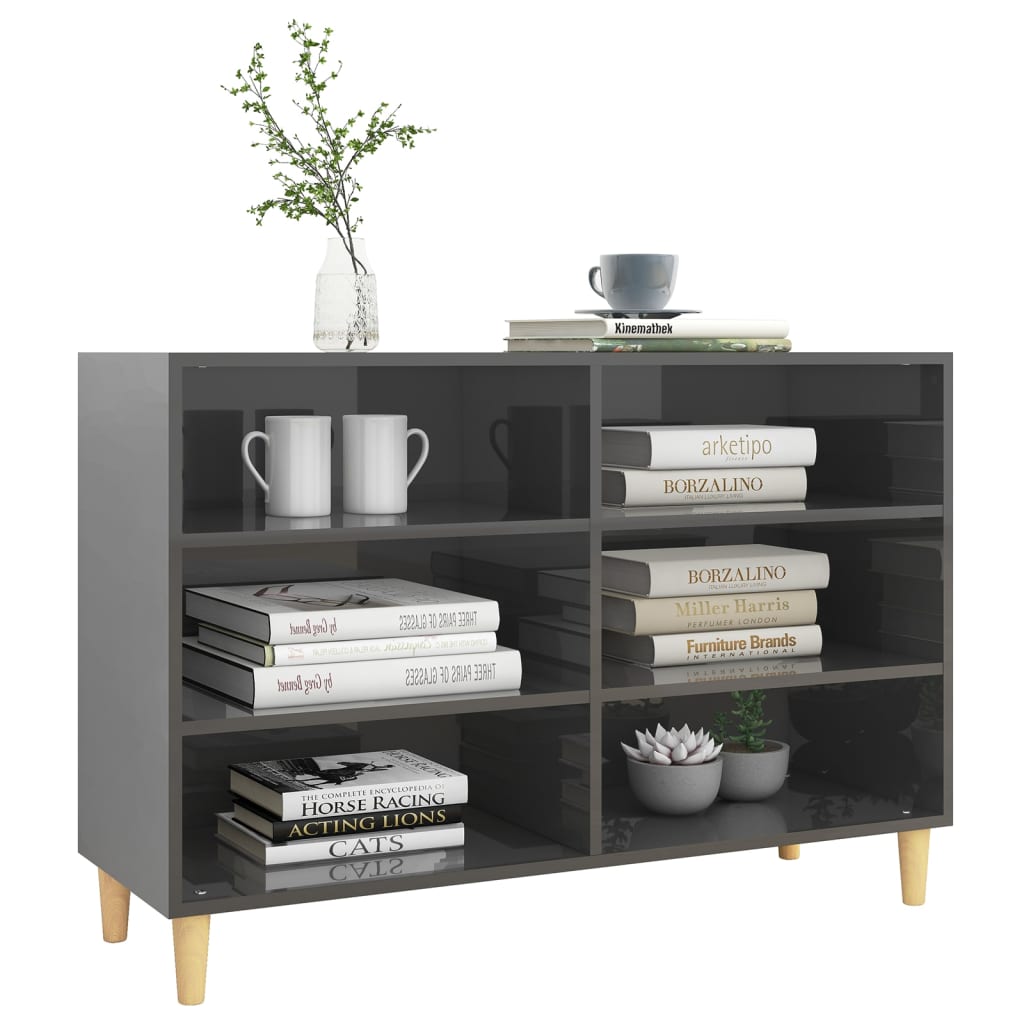 Dressoir 103,5X35X70 Cm Spaanplaat Hoogglans Grijs