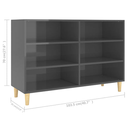 Dressoir 103,5X35X70 Cm Spaanplaat Hoogglans Grijs