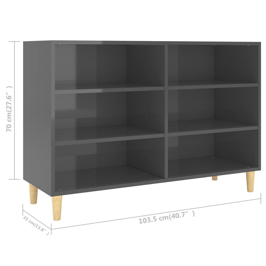 Dressoir 103,5X35X70 Cm Spaanplaat Hoogglans Grijs