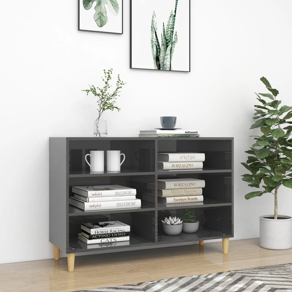 Dressoir 103,5X35X70 Cm Spaanplaat Hoogglans Grijs