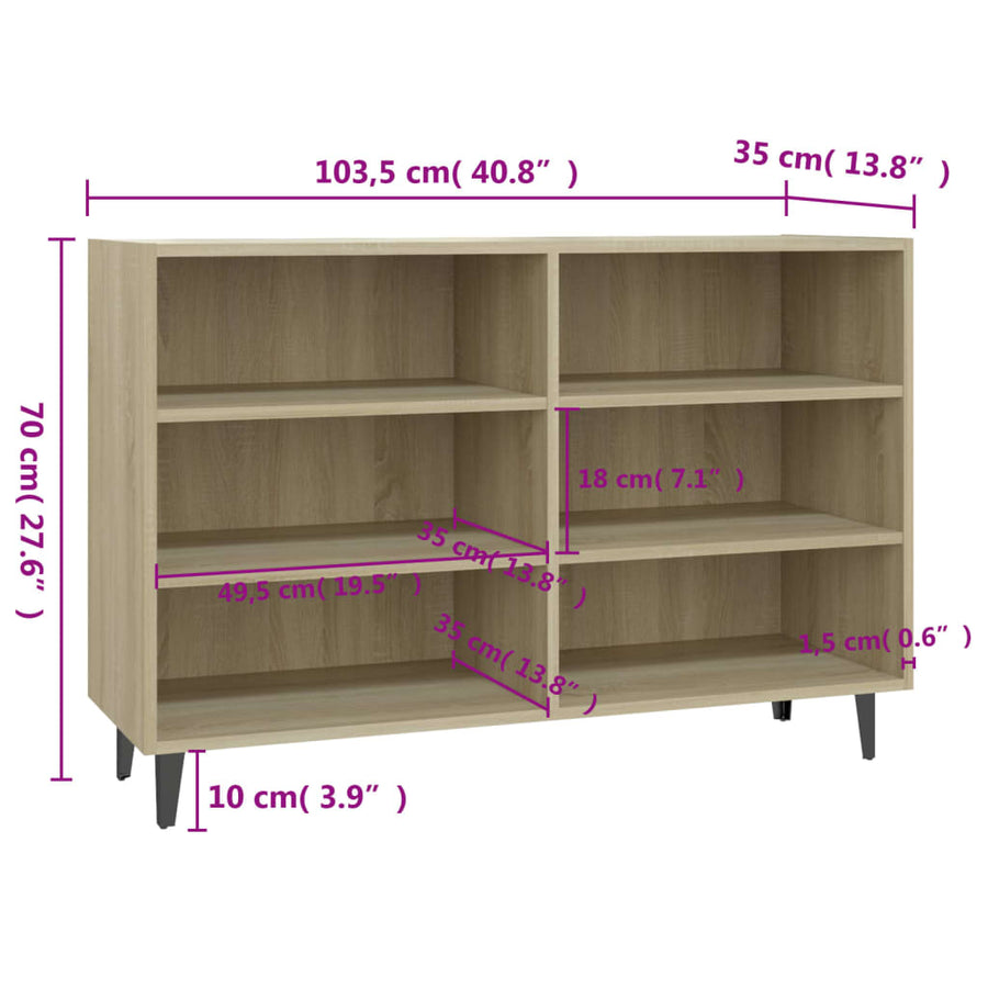 Dressoir 103,5x35x70 cm spaanplaat sonoma eikenkleurig Sonoma eiken