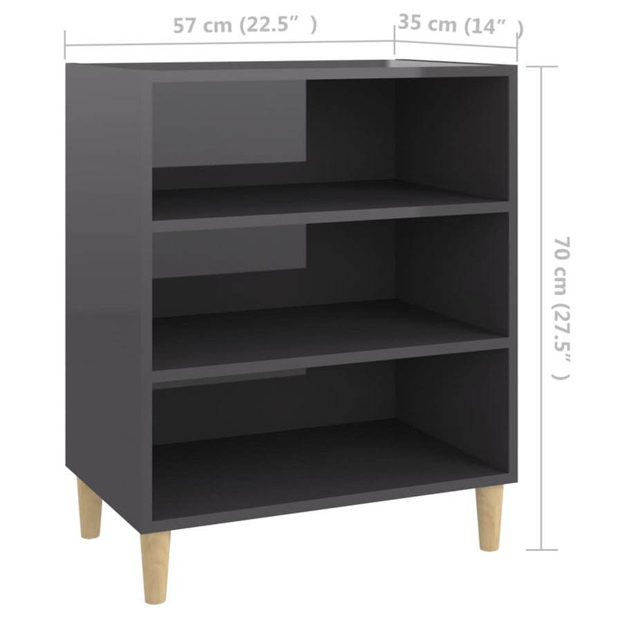 Dressoir 57X35X70 Cm Spaanplaat Hoogglans grijs