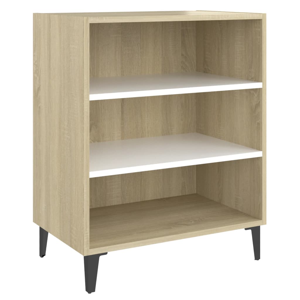 Dressoir 57x35x70 cm bewerkt hout wit en sonoma eikenkleurig