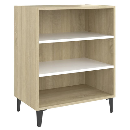 Dressoir 57x35x70 cm bewerkt hout wit en sonoma eikenkleurig