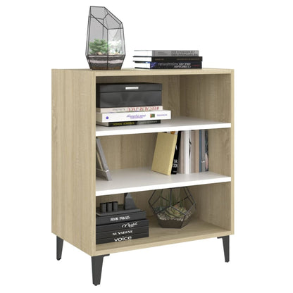 Dressoir 57x35x70 cm bewerkt hout wit en sonoma eikenkleurig