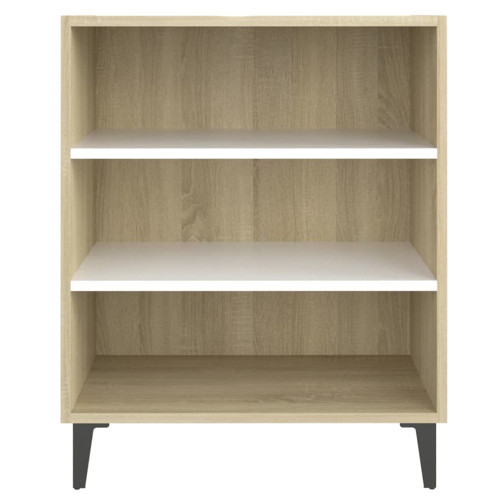 Dressoir 57x35x70 cm bewerkt hout wit en sonoma eikenkleurig