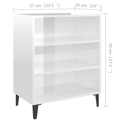 Dressoir 57x35x70 cm bewerkt hout hoogglans wit
