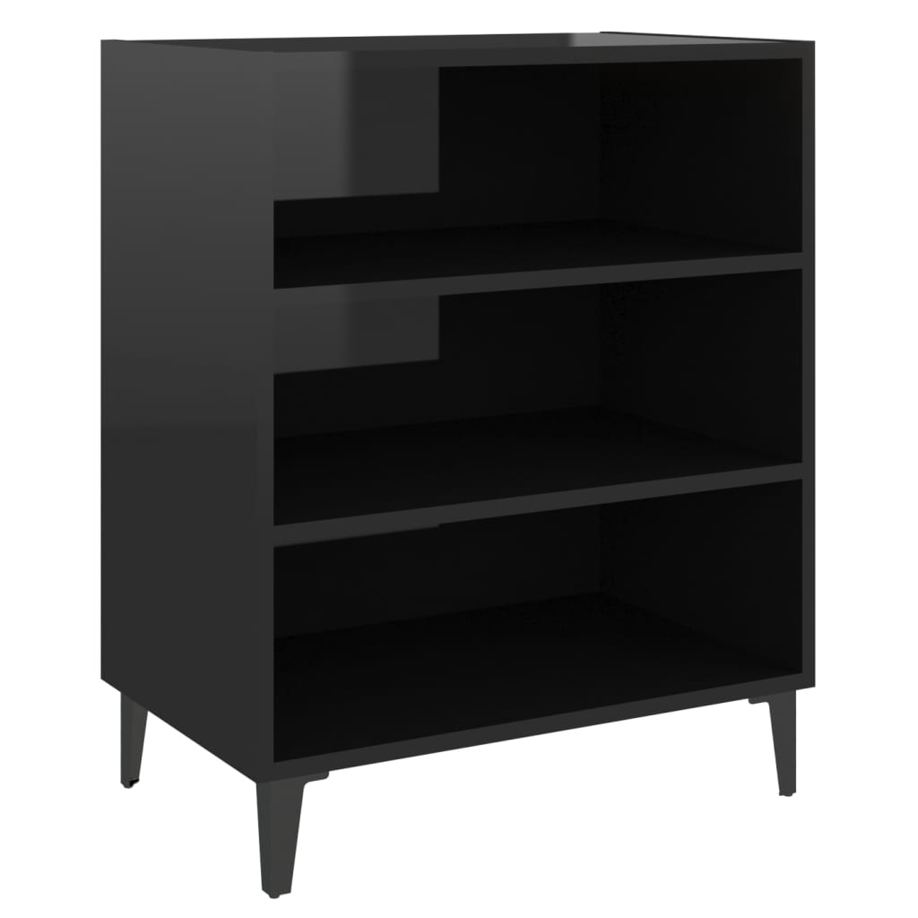 Dressoir 57x35x70 cm bewerkt hout hoogglans zwart