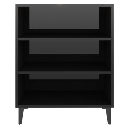 Dressoir 57x35x70 cm bewerkt hout hoogglans zwart