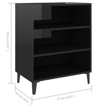 Dressoir 57x35x70 cm bewerkt hout hoogglans zwart
