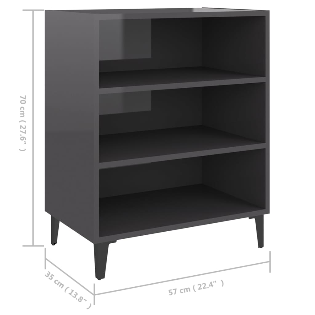 Dressoir 57x35x70 cm bewerkt hout hoogglans grijs