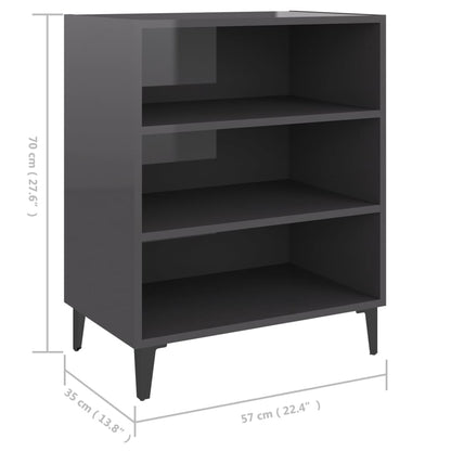 Dressoir 57x35x70 cm bewerkt hout hoogglans grijs