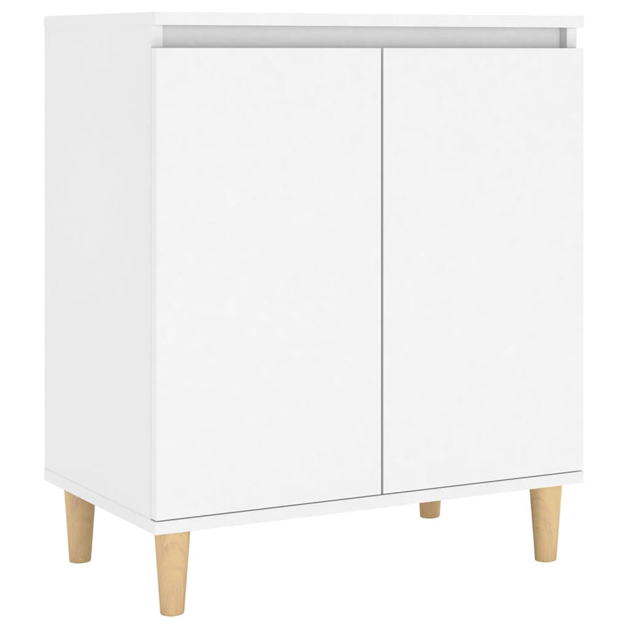 Dressoir Met Massief Houten Poten 60X35X70 Cm Bewerkt Hout Wit