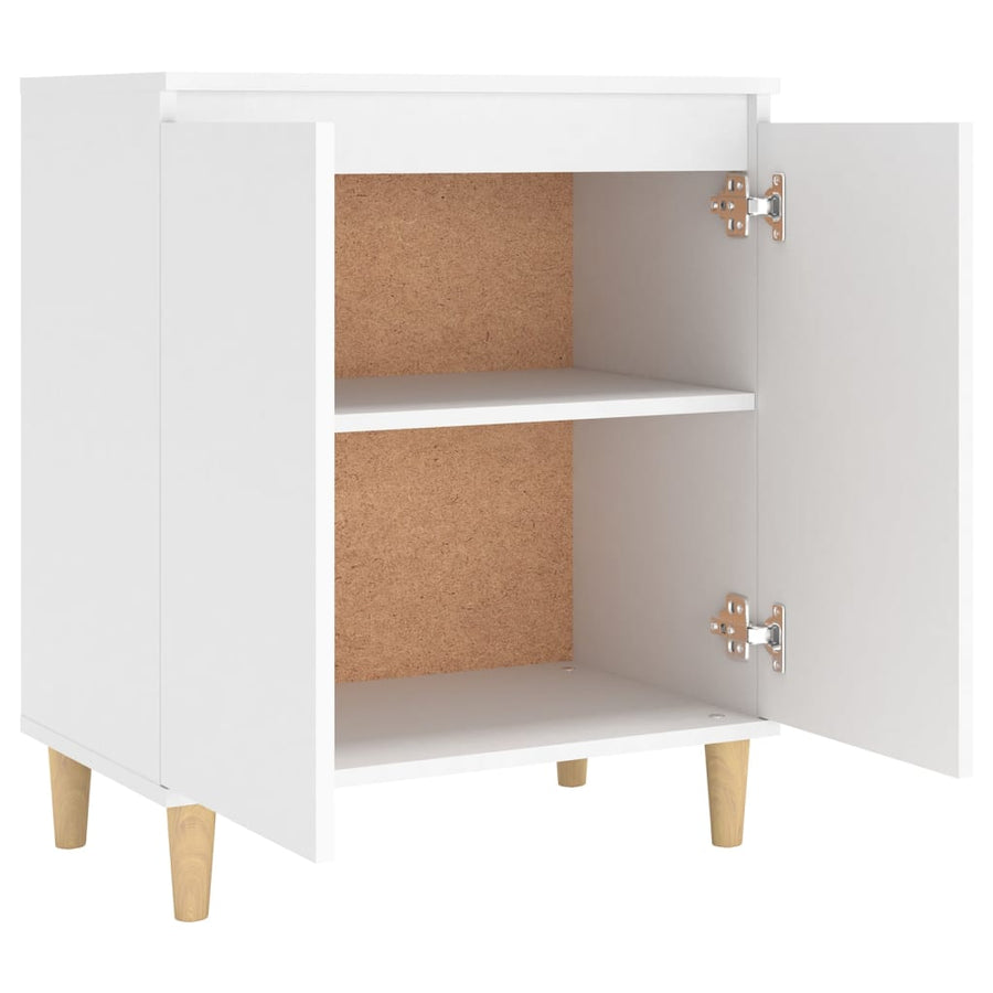 Dressoir Met Massief Houten Poten 60X35X70 Cm Bewerkt Hout Wit