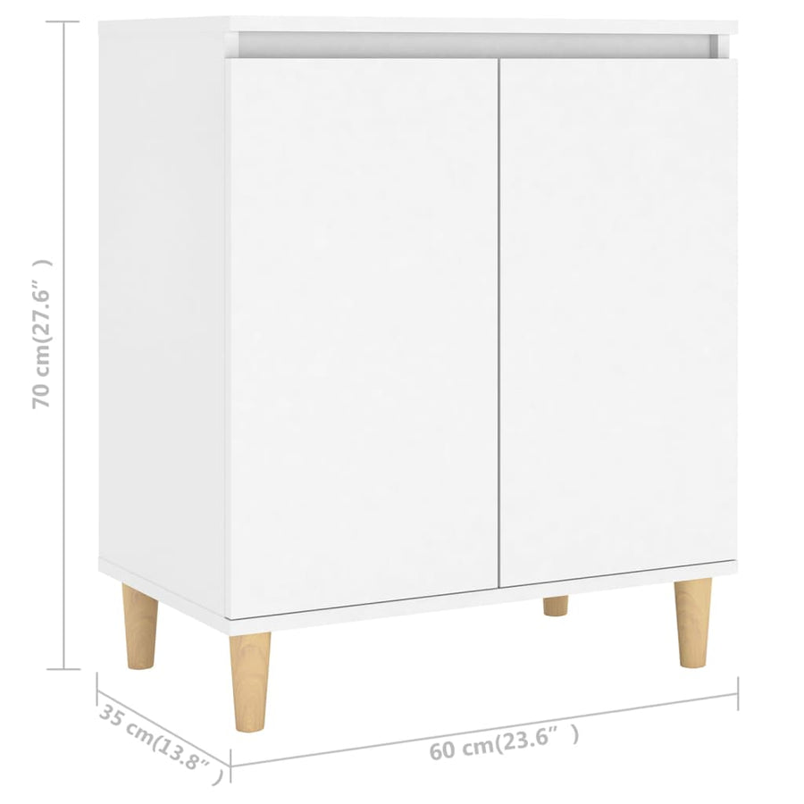 Dressoir Met Massief Houten Poten 60X35X70 Cm Bewerkt Hout Wit